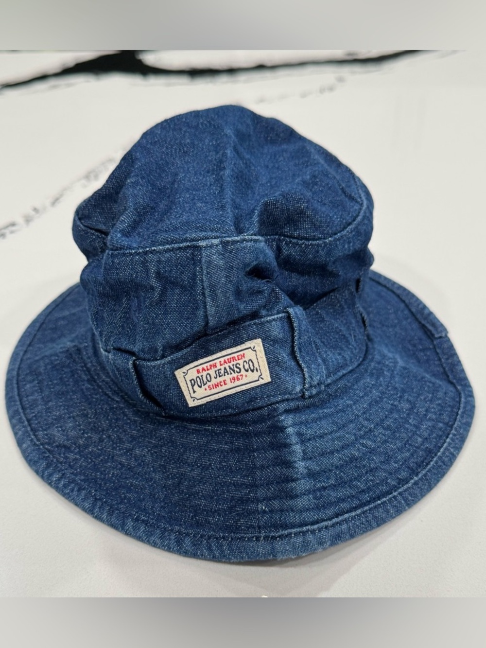 Polo Jeans Co Ralph Lauren Infant Denim Bucket Hat One Size Baby Blue